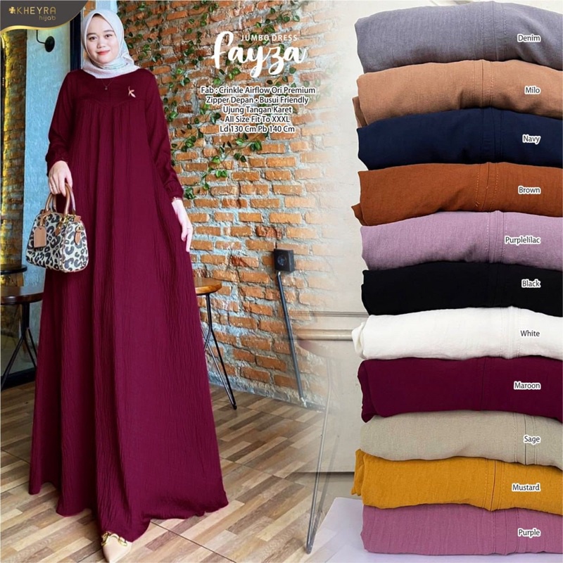 FAYZA DRESS jumbo ORI KHEYRA | Ld130 Crinkle Airflow Premium