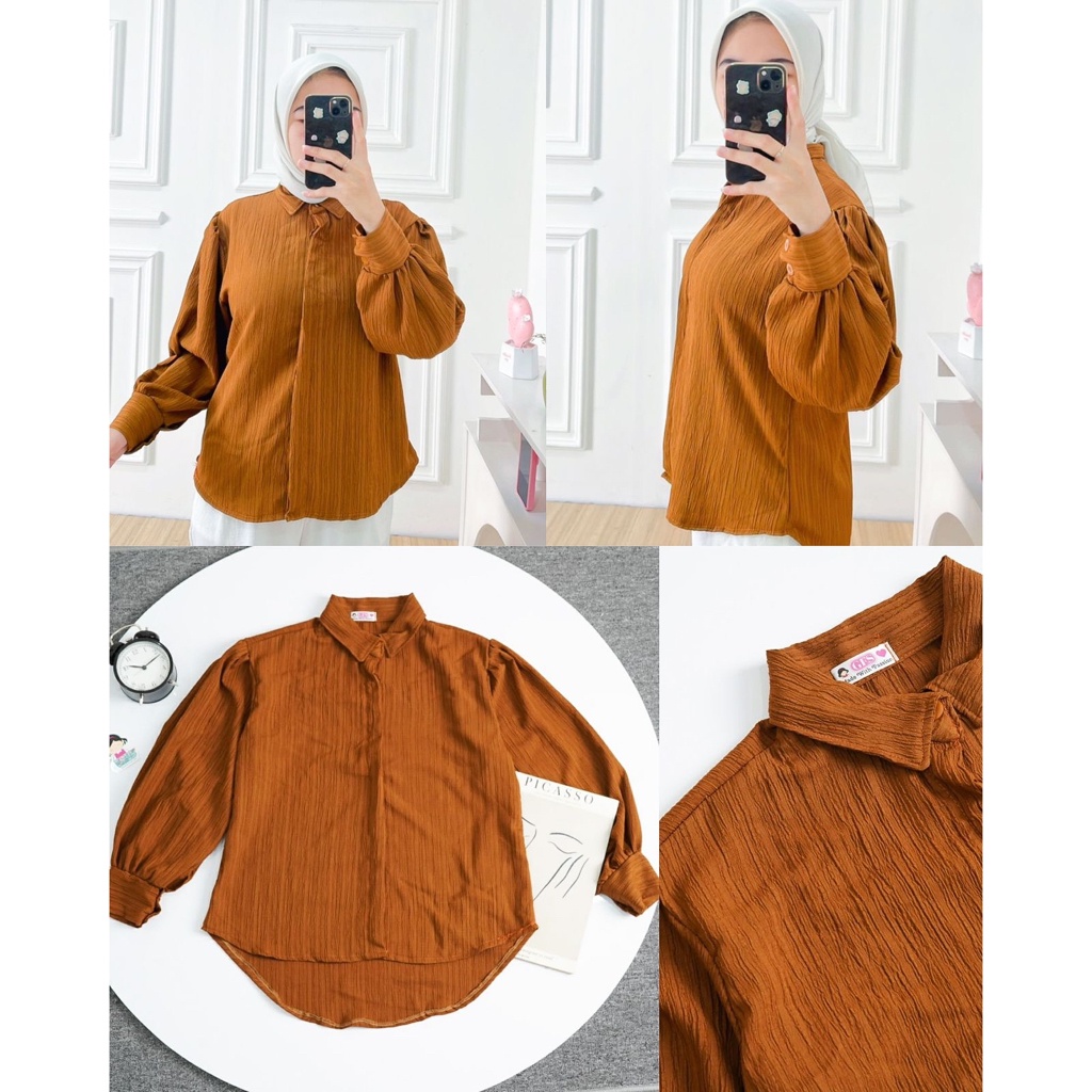 BEFAST - ZFS OOTD WANITA BLOUSE NIA / BALOON LADY CRUSH OVERSIZE SHIRT / Pakaian Casual Wanita / Atasan Wanita Lengan Panjang / Blouse Oversize Polos Formal / Fashion Kekinian Wanita Remaja / Outfit Daily Wanita Kerja Hijab / Terlaris