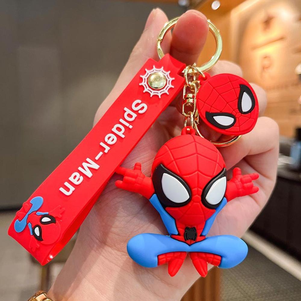 Timekey Kartun Spider Hero Gantungan Kunci Wanita Pria Kreatif Anime Figurine Keyrings Untuk Pasangan Handbag Charms C1J9