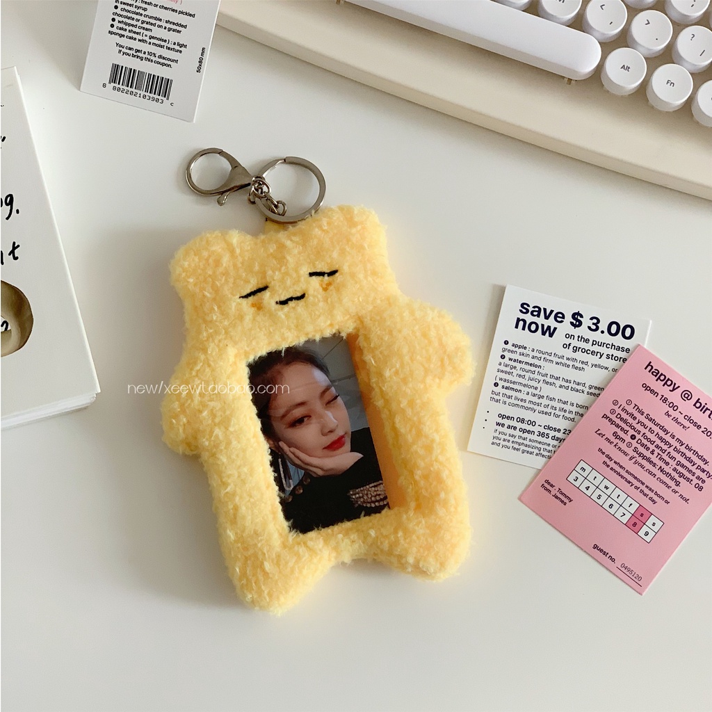 Plush Card Holder INS Lucu Kartun Kampus Penyimpanan Kartu Makan Aidou Kartu Kecil Pajangan Foto Polaroid Tas Liontin