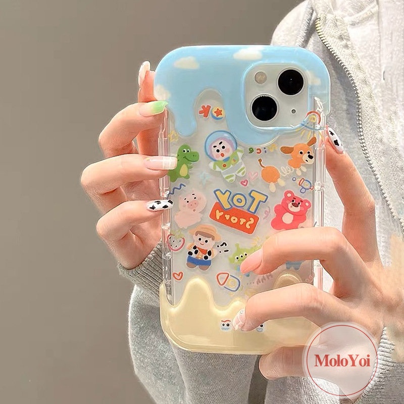 3d Ice Cream Shockproof Soft Tpu Phone Back Case Kompatibel Untuk IPhone XR X XS Max 7Plus 11 13 14 12 Pro Max 8Plus 7 8 Plus Kartun Anak Ayam Lucu Ponsel Cover