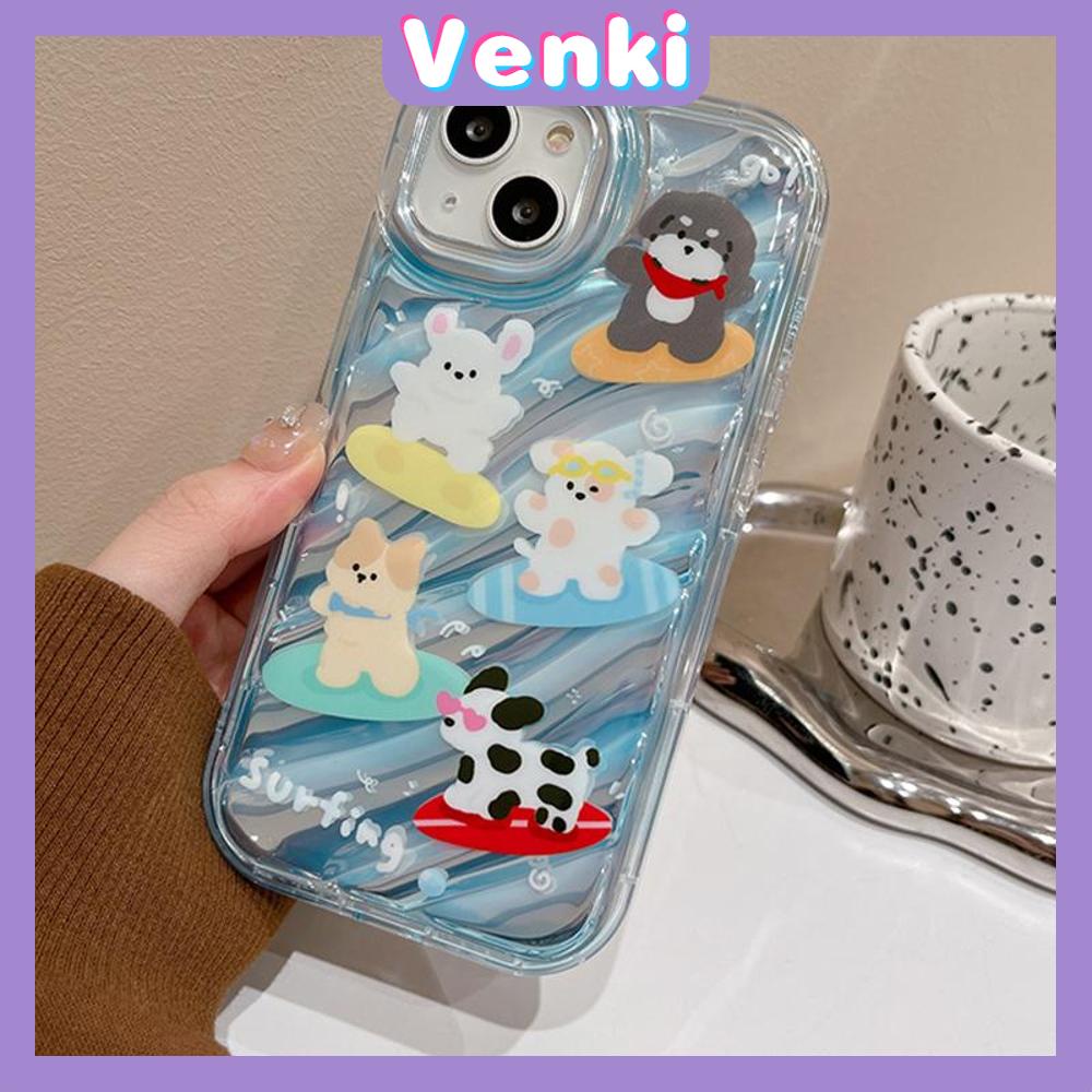 Venki - Untuk Iphone11 iPhone Case Laser Reflektif Bening Case TPU Lembut Shockproof Airbag Case Cute Surfing Critter Kompatibel Dengan Iphone14 13 Pro Max 12 Pro Max XR XR 7Plus 8Plus