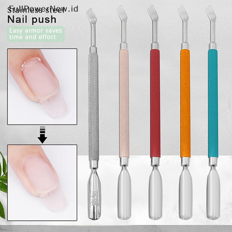 Power Stainless Steel Pendorong Kutikula Penjepit Bulu Mata Nail Art Files UV Gel Polish ID