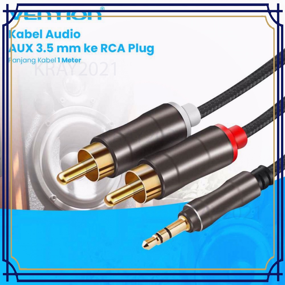 Kabel Audio AUX 3.5 mm ke RCA Plug 1 Meter - CB168