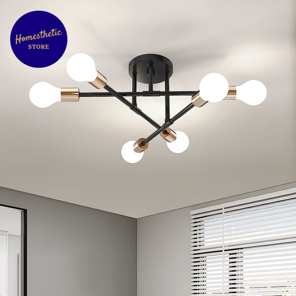 Fitting Lampu Gantung Hias Plafon LED Minimalis Cabang 6 Modern Untuk Ruang Tamu Teras Kamar Villa A