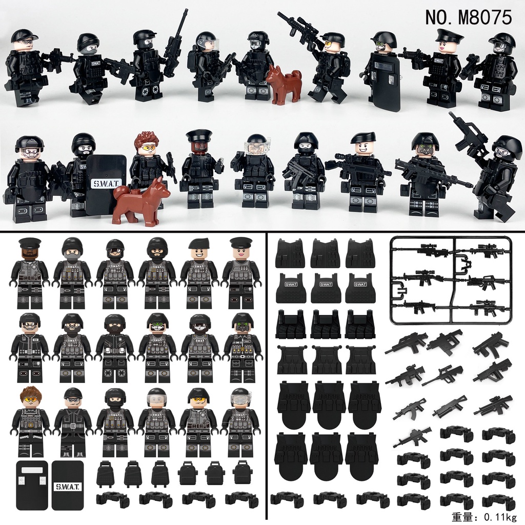 Pasukan Khusus Blok Bangunan Minifigure Set Blok Bangunan Polisi Kota Minifigure Set Mainan Hadiah LEGO