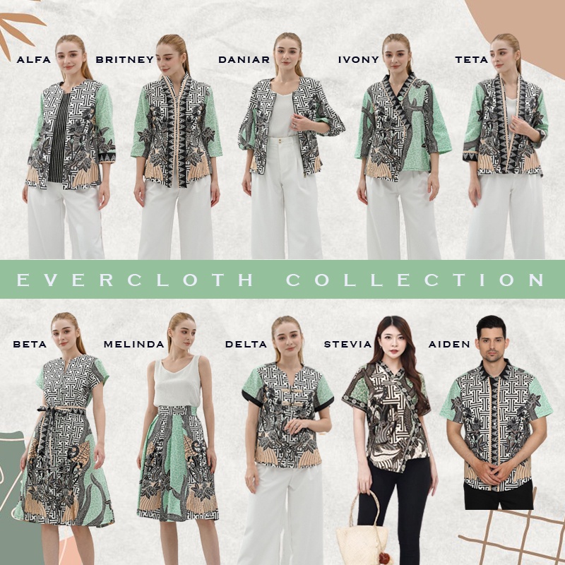 Evercloth Britney Atasan Wanita Blouse Batik Wanita Lengan Panjang