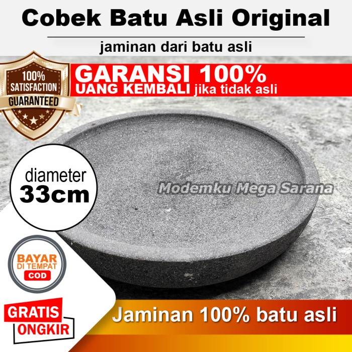 Cobek Batu Asli Jumbo Besar Original Cowek Coek Coet Cowet - 33 cm