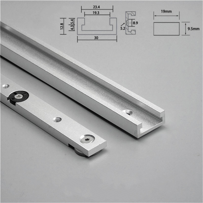 FNICEL T-tracks Slot Miter Slider Bar Woodworking Tools 300mm with Retaining Ring - Silver