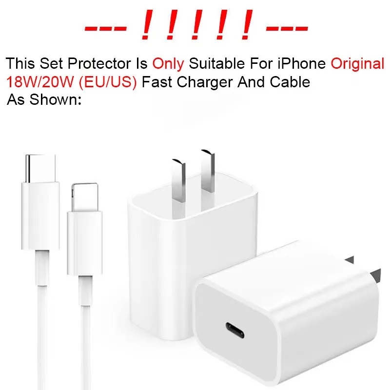 Ins Style TPU Clear Charger Pelindung Case Untuk Apple 18W/ Kabel Data Penutup Anti Putus/Kepala Cas Ponsel Set Lengan Tahan Debu