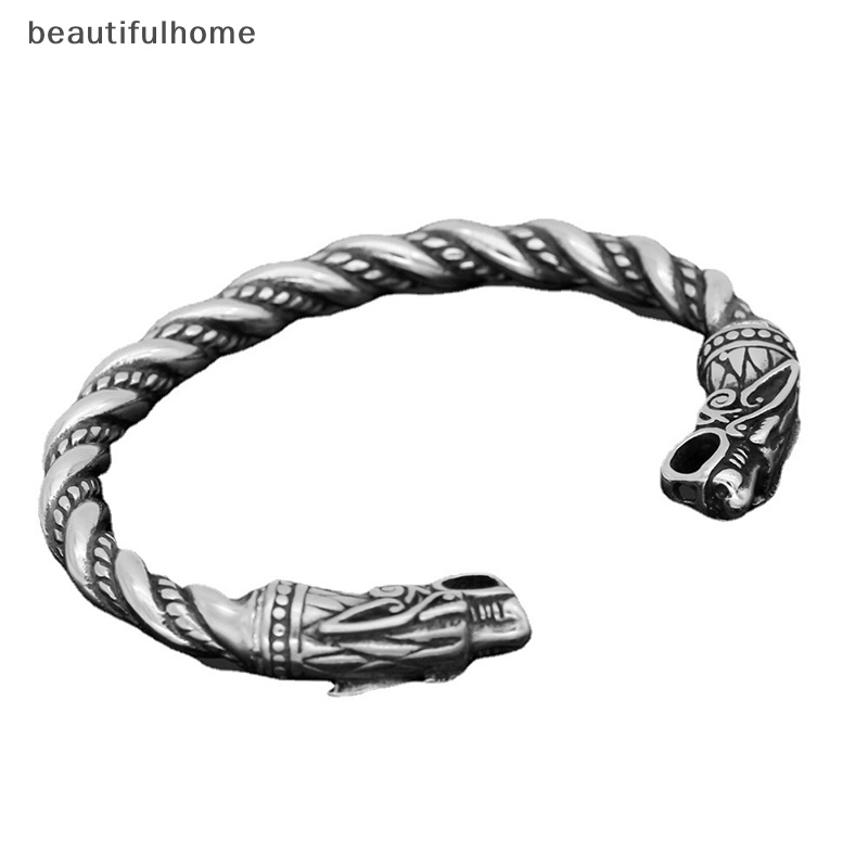 {beautifulhome} Perhiasan Gelang Naga Anti Karat Aksesoris Fashion Viking Gelang Pria.