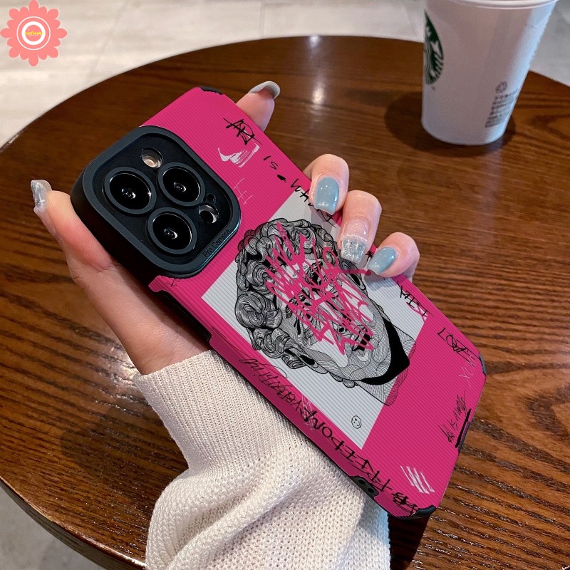 IPHONE Lukisan Cat Minyak Graffiti Huruf L Bahasa Inggris Ponsel Case Kompatibel Untuk Iphone7 8 Plus XR 11 13 12 14 Pro MAX X XS MAX 7Plus Kreatif Shockproof Kulit Tekstur Cover