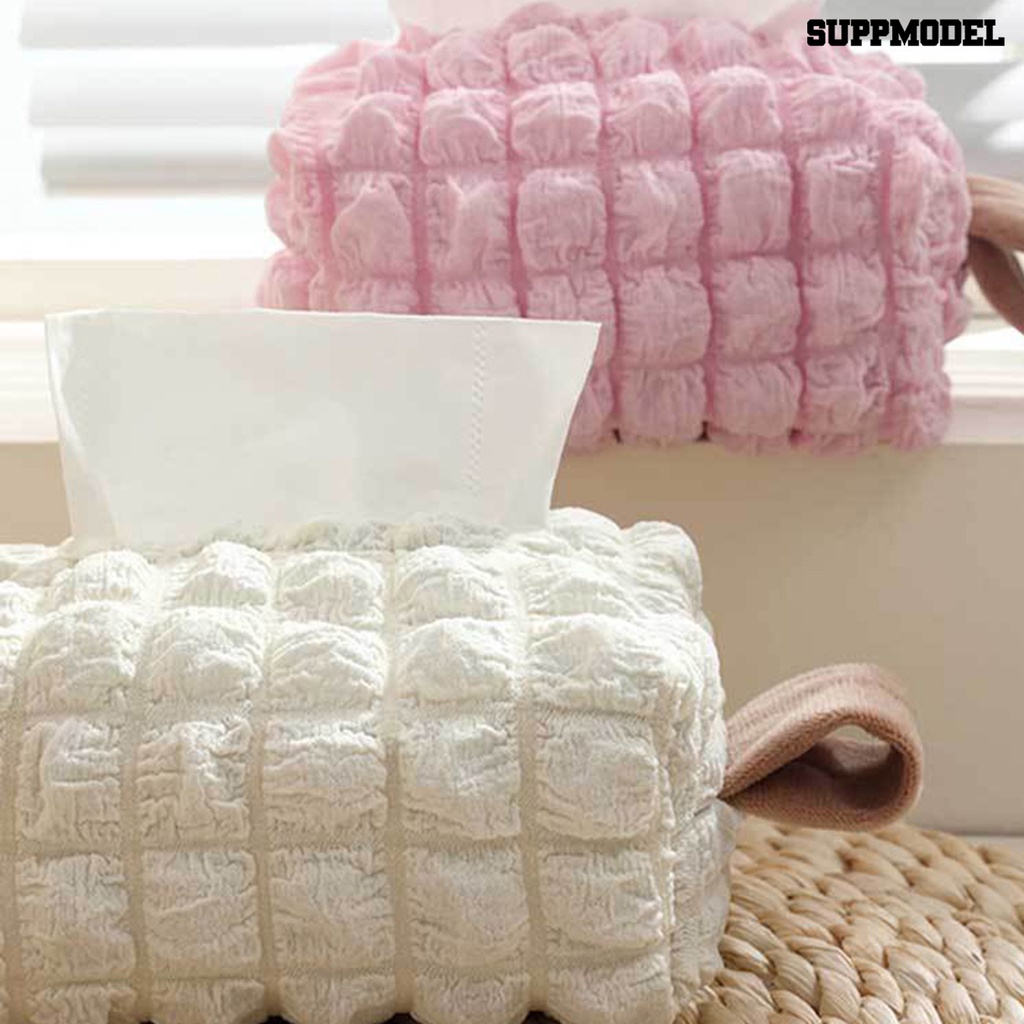 [SM]Tissue Holder Super Lembut Motif Kisi Kain Hias Lovely Meja Makan Serbet Dispenser Perlengkapan Rumah