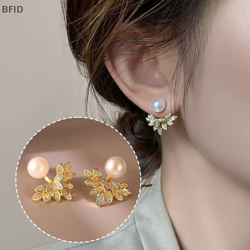 [BFID] Kristal Mutiara Bunga Drop Anting Untuk Wanita Fashion Perhiasan Berlian Imitasi Anting Hadiah Untuk Pesta Sahabat [ID]