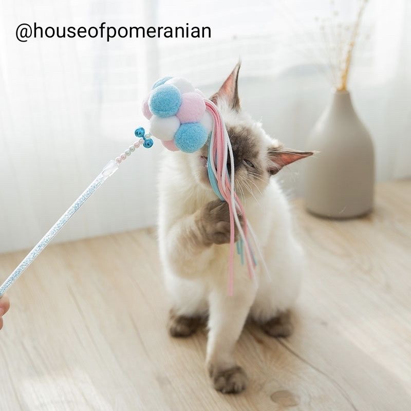 mainan kucing wand cat toys pancingan bulu tikus bola stick kitten interactive teaser