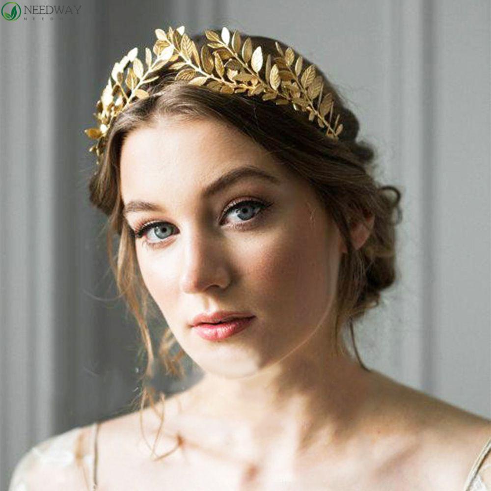Needway Mahkota Pengantin Tiara Alloy Inserting Hair Clips Sisir Rambut Disk Hiasan Kepala Rambut Jepit Headband Daun Tiara