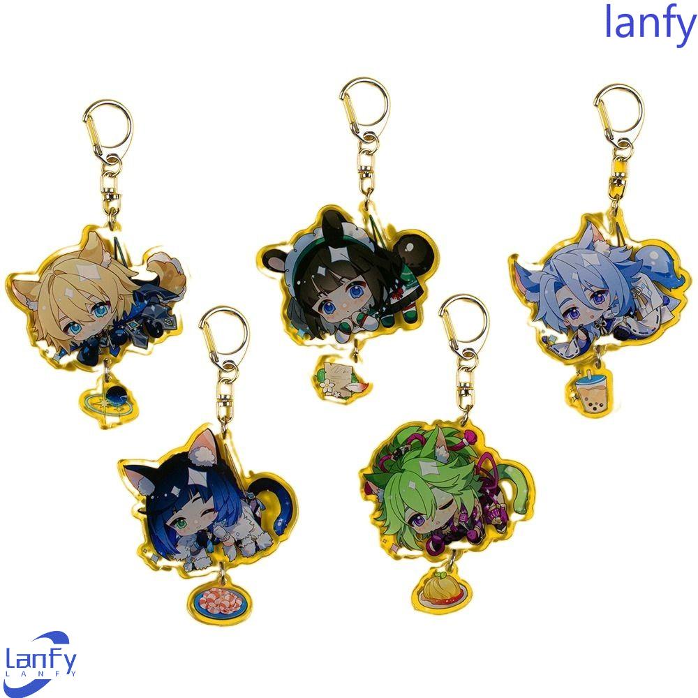 Lanfy Genshin Impact Keychain Permainan Razor Gorou Tartaglia Kartun Badge Arataki Itto Bennett Scaramouche Keyring