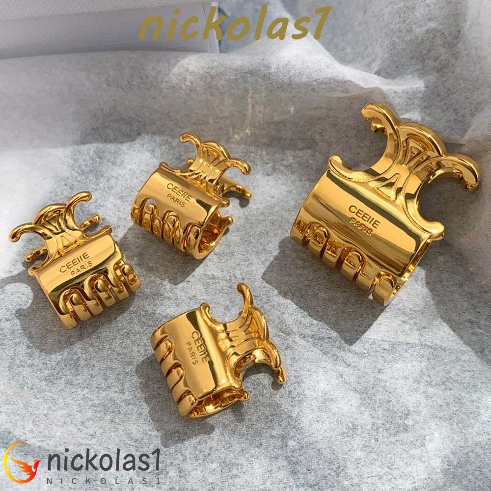 Nickolas1 Jepit Wanita Mewah Elegan Emas Aksesoris Rambut Gadis Hiasan Kepala Temperamen Alloy Hair Clip