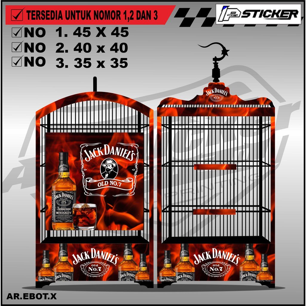 Stiker Decal Kandang Ebod Kotak / Dekal Sangkar Burung Kotak Model Ebod, Kosan Desain (X)