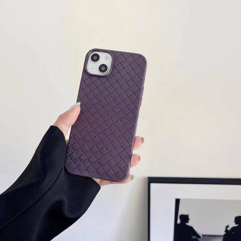 IPHONE Casing Ponsel Grid Mesh Bernapas Padat Untuk IPhone14 13 Pro Max14 Plus Menenun Kotak-Kotak Lembut Tpu Silikon Penutup Belakang Untuk IPhone14 iPhone13 series