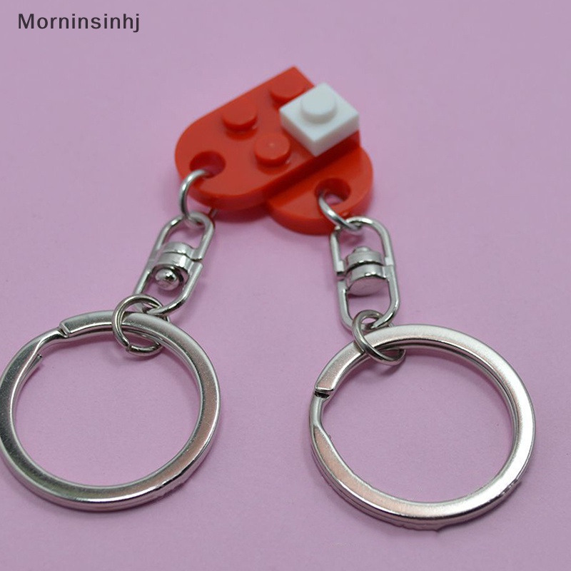 Mornin 1pasang/2pcs Love Heart Brick Keychain Wanita Pria Pasangan Persahabatan Key Ring Perhiasan Hadiah id