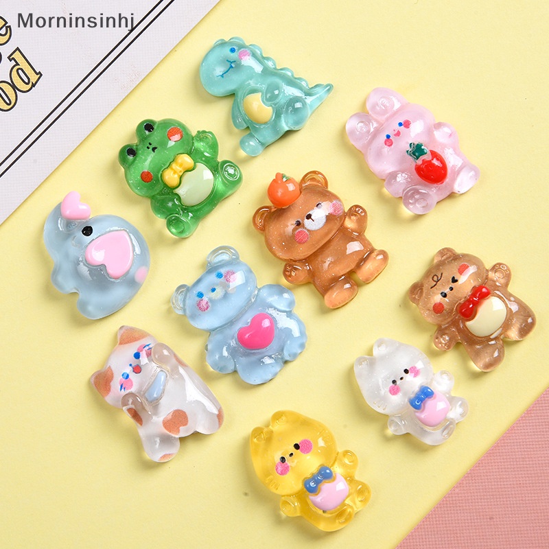 Mornin 10Pcs Kartun Hewan Resin Datar Kembali Patung DIY Perhiasan Craft Scrapbook Dekorasi id