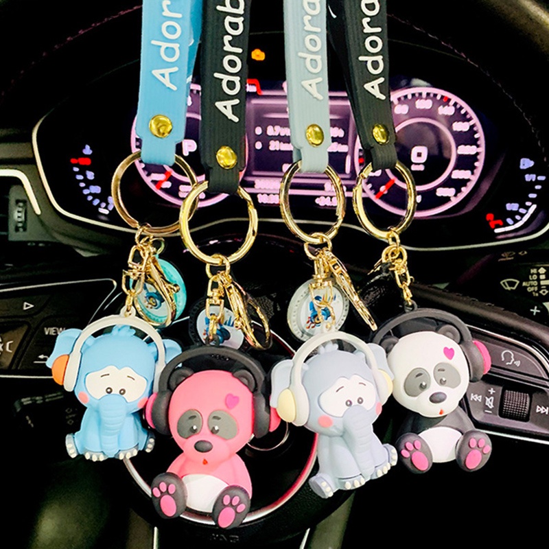 Mornin Gantungan Kunci Gajah Musik Rock Kartun Klasik Panda Animal Key Chian Holder id