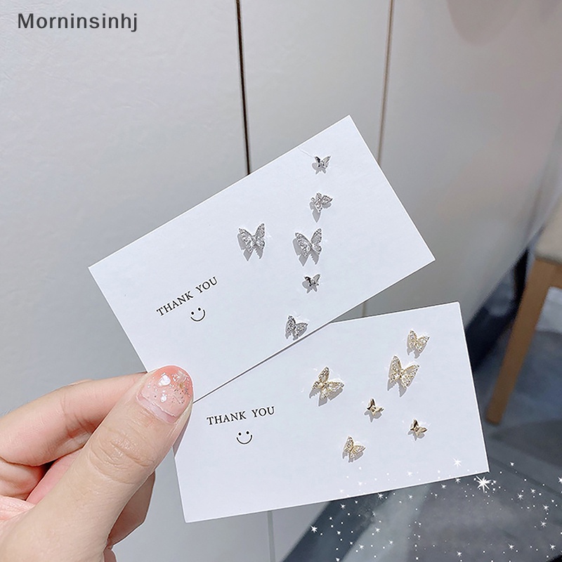 Mornin 6 Pcs/Set Sederhana Kristal Stud Anting Set Untuk Wanita Kupu-Kupu Zirkon Anting Gadis Pesta Pernikahan Pertunangan Perhiasan Aksesoris id