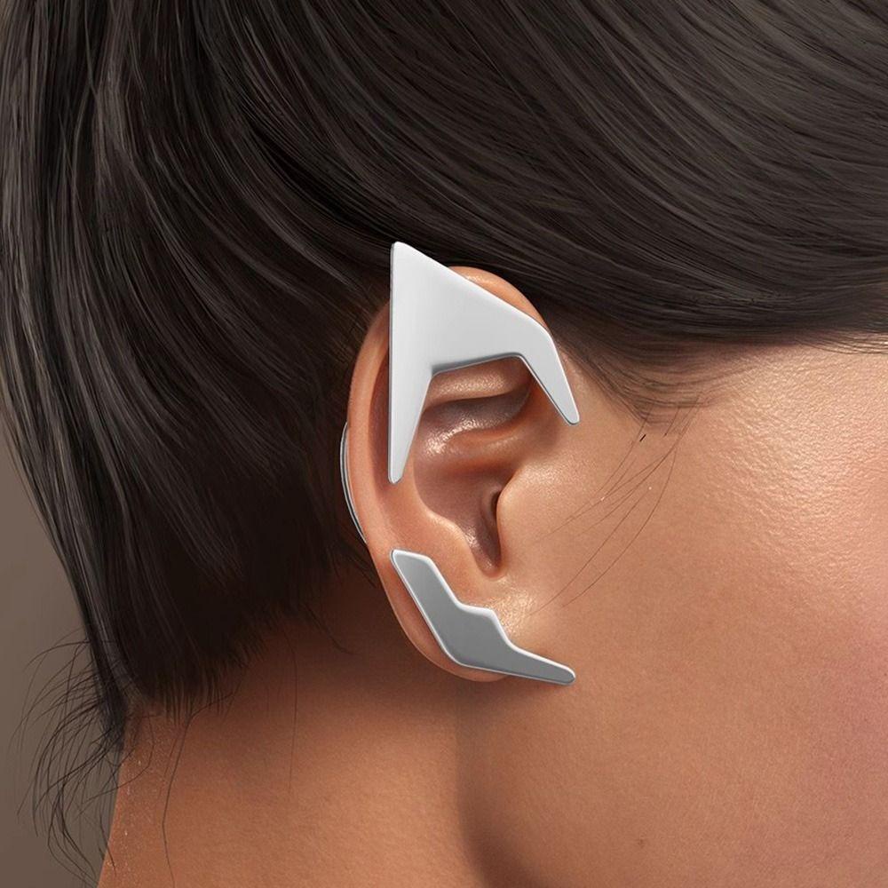 Mxbeauty Klip Telinga Cyberpunk Harian Futuristik Mekanik Ear Wrap Elf Ear Cuff Street Wear Hip Hop Simple Tanpa Tindik Anting Untuk Pria