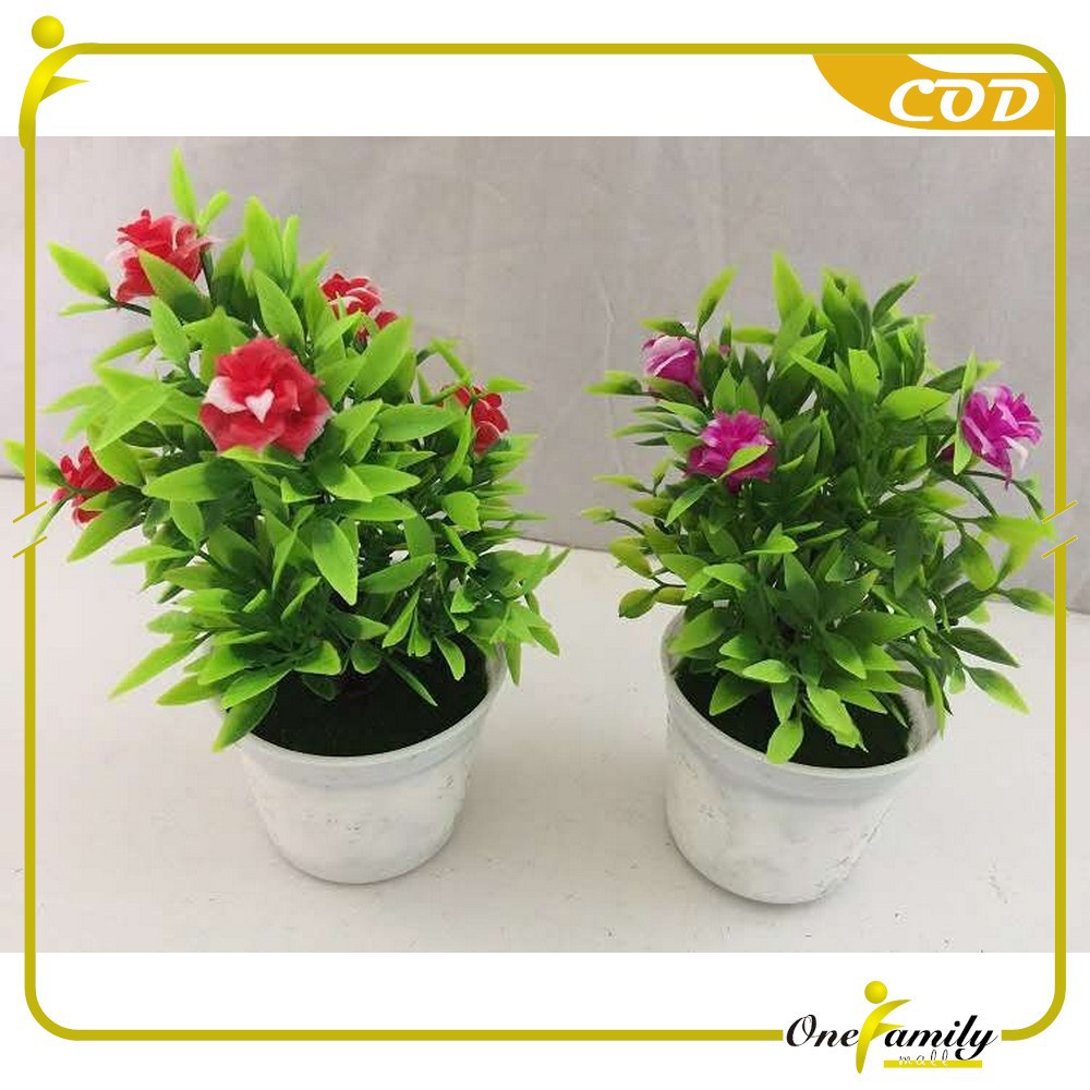 JT - Ornamen Pot Bonsai Dekorasi Rumah / Meja Pajangan Bunga Hias Plastik Artificial Flower / Bunga Meja Set Pot