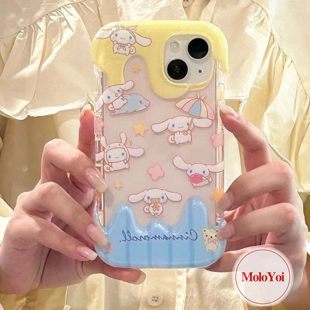 IPHONE Permen 3D Ice Cream Laurel Dog Soft Tpu Case Kompatibel Untuk Iphone11 13 14 12 Pro Max XR XS X Max 7Plus 8 7 Plus Kartun Indah Cinnamoroll Cover