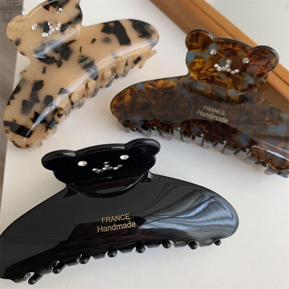 AUGUSTINA Beruang Cakar Rambut Tidak Biasa Mode Retro Untuk Gadis Asam Asetat Hiu Klip Hiasan Kepala Ponytail Holder Temperamen Wanita Klip Rambut