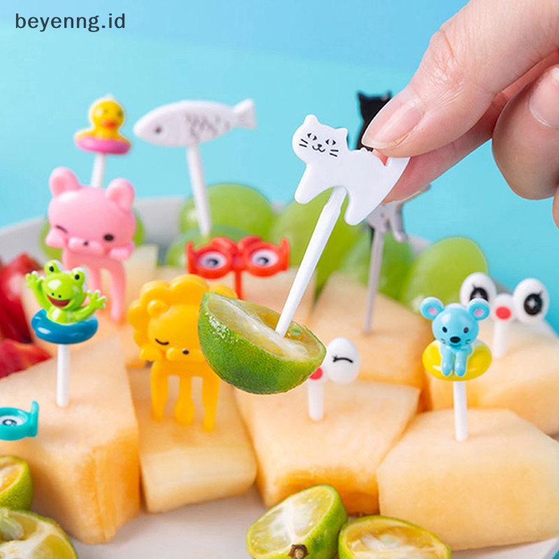Beyen Garpu Buah Hewan Mini Kartun Anak Snack Kue Dessert Makanan Tusuk Gigi Buah ID