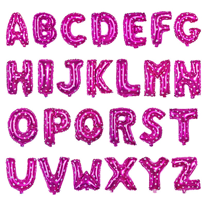 AVVET Ballon Foil Abjad Alphabet Love Pink Balon Huruf Satuan ± 40 Cm Murah Balon Foil Huruf Motif Love ±40cm
