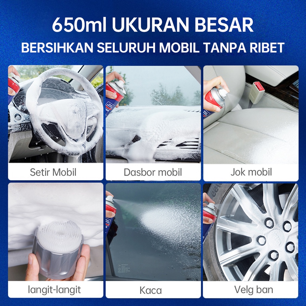 Glodway Pembersih Busa Interior Mobil/Interior Cleaner Mobil/Pembersih Jok Mobil/Pembersih Busa Multifungsi/Car Foam Cleaning/Pembersihan Sepeda Motor 650ml/botol