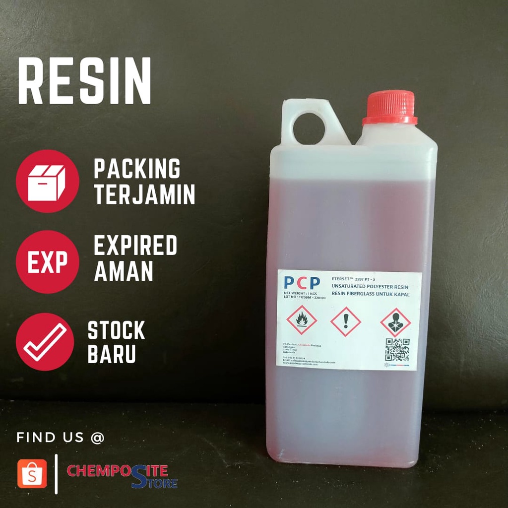 resin fiberglass merah butek  - minyak fiber glass - lem fiber pink STD KAPAL FIBER KEMASAN 1 KG GRT