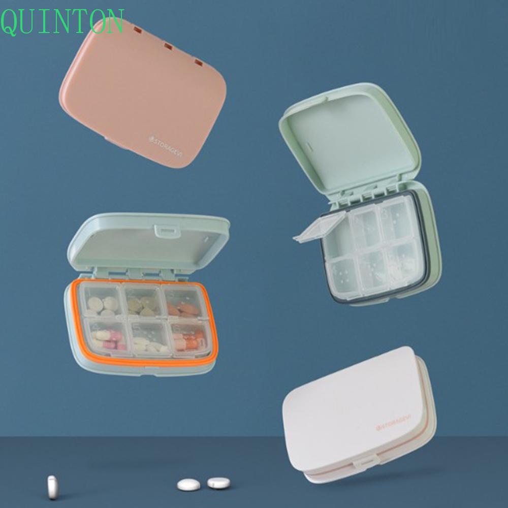 QUINTON 7hari Pill Box Portable High Quality Candy Box 4 /6 Grid Pill Box Obat Organizer Case Kotak Penyimpanan