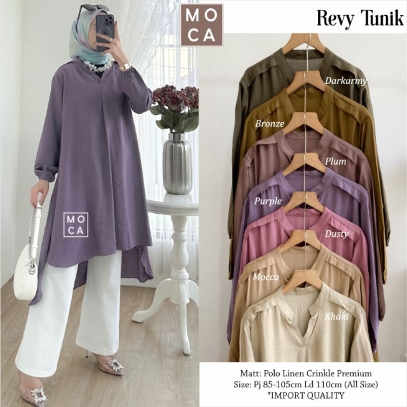 REVY TUNIK ORI MOCA | Ld110 Polo Linen Crinkle Premium