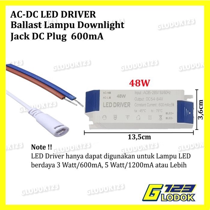 LED Driver Power Supply Downlight 8-12 12-18 18-24 x 3Watt DC Plug