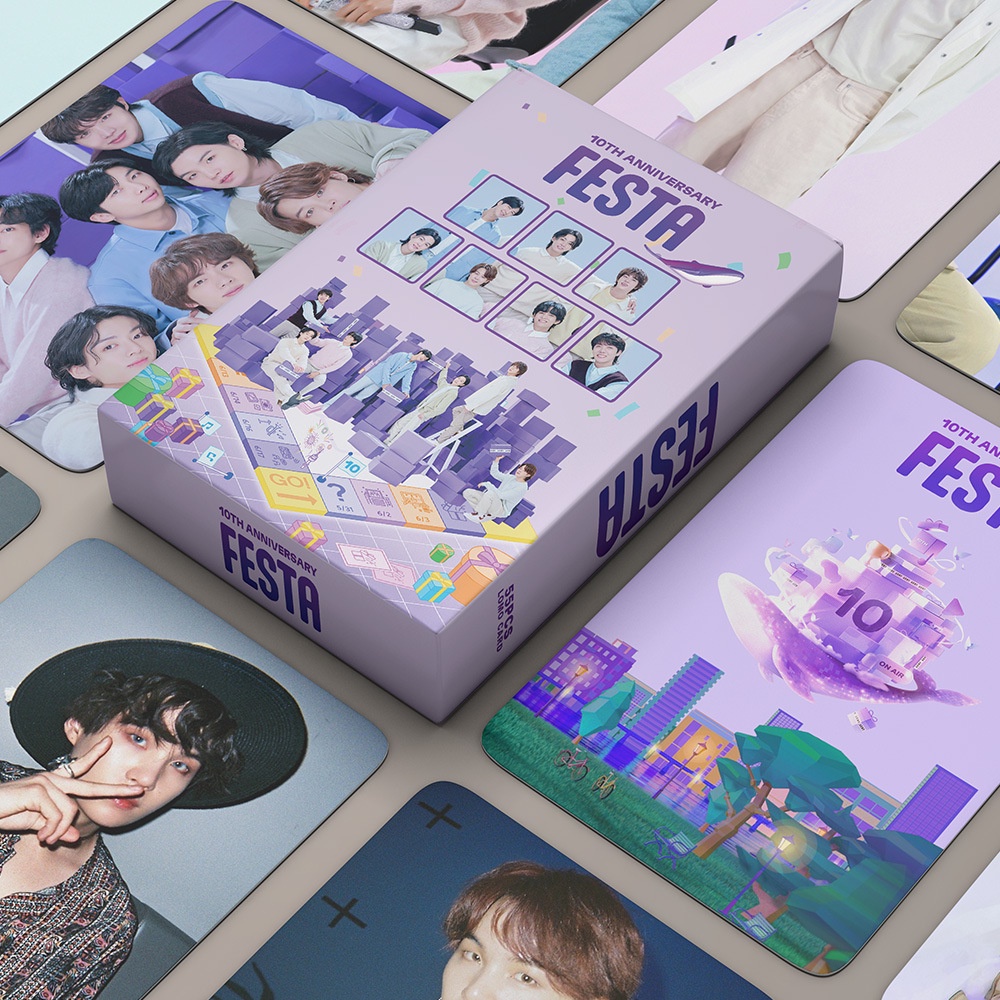 55pcs /box BT-S 10th ANNIVERSARY Photocards2023Kartu Lomo Seri FESTA Bangtan Boys Kpop Postcards