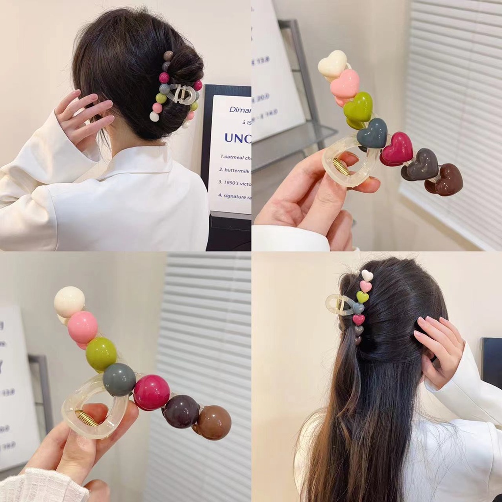 Cute Rainbow Sugar Hair Clip Female Belakang Kepala Temperamen2023Baru Grabbing Klip Hiu Besar