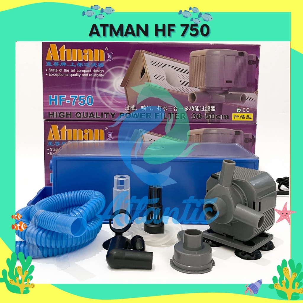 Atman HF-750 Top Filter Box Set Mesin Pompa Filter Atas Lengkap