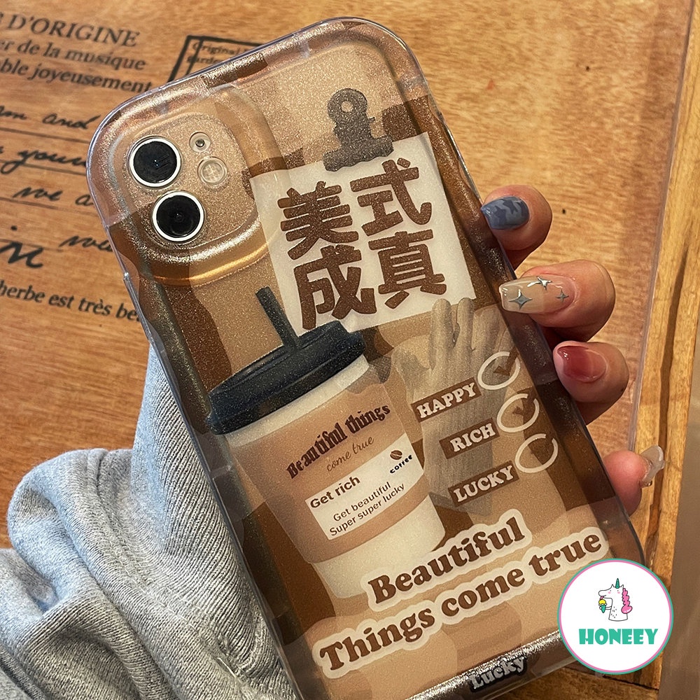 Casing Ponsel Teks Kopi Pribadi Kompatibel Untuk iPhone 14 Pro Max13 12 11 Pro Max 14plus Shockproof Airbag Sarung Handphone