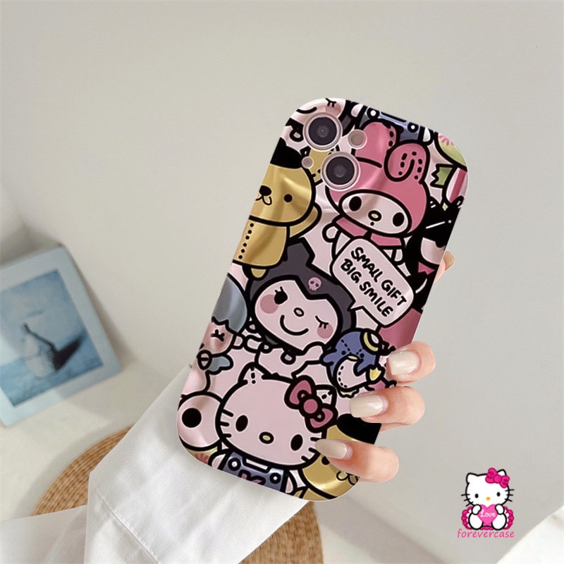 Casing Komik Kulomi Lucu Hello Kitty Doodle Inggris Untuk Redmi 9C NFC 9a2 A1 10C 9T 10A 9A Redmi Note 11 10 Pro Max 11s 8 10s 12 9 POCO M3 3D Wavy Curved Edge Cartoon Soft Case