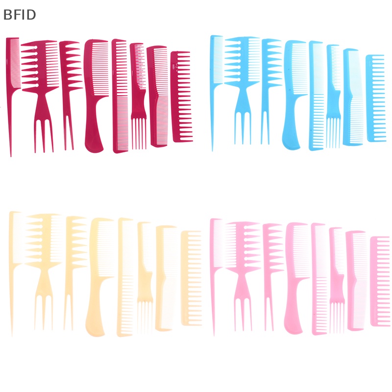 [BFID] 8pcs Set Sisir Potong Rambut Portable Anti-Statis Hairdressing Hair Comb Hair Detangler Comb Makeup Barber Haircare Stylist Tool Suit [ID]