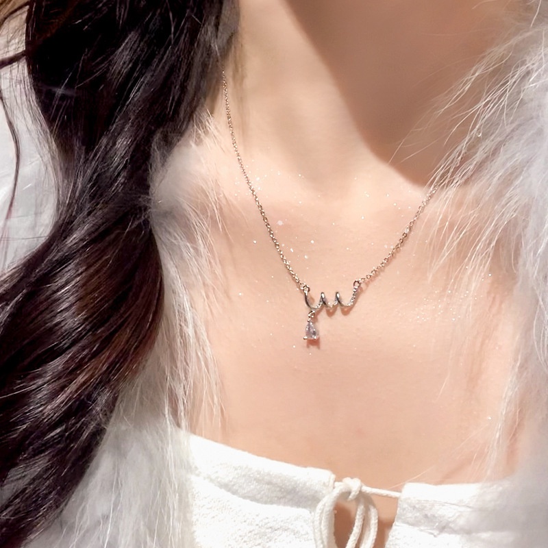 Kalung Tetesan Air Bentuk Lingkaran Bahan Zircon Alloy Populer Untuk Anak Perempuan