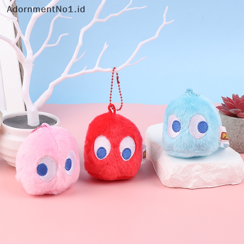 [AdornmentNo1] Kawaii PacMan mewah gantungan kunci lucu ransel liontin boneka Anime lembut Plushie mobil KeyRing tas aksesori untuk mainan anak hadiah