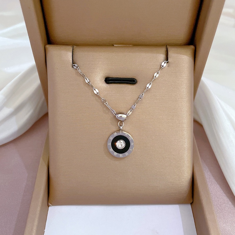 Kalung bulat zircon  titanium stainless steel 316L import anti karat harga grosir bisa cod