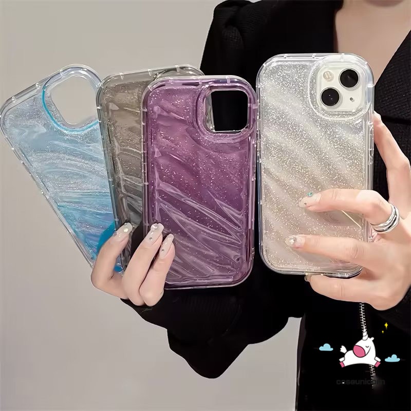 Creative Gradation Solid Color Flash Card Case Compatible For IPhone 7Plus 11 13 14 12 Pro Max 6 6S 7 8 Plus X XR XS MAX SE 2020 Simple 3D Stereo Corrugation Pattern Soft Tpu Case