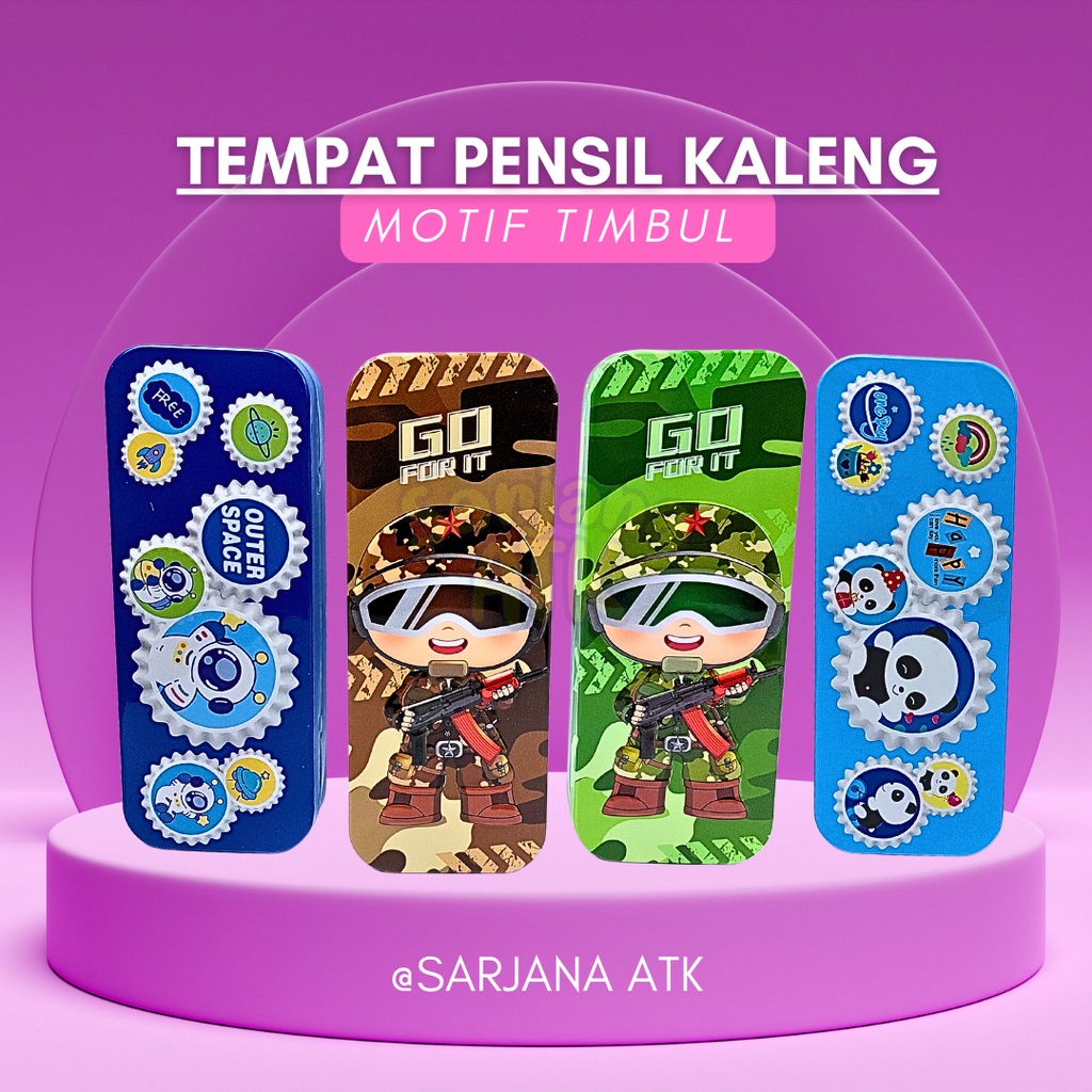 

Tempat Pensil / Kotak Pensil Kaleng Motif Funcy/ Pencil Case Kaleng Motif Timbul
